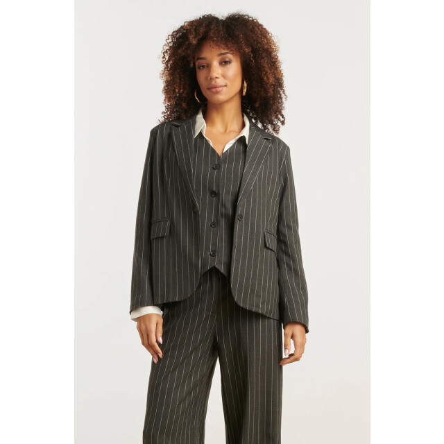 Smashed Lemon Grijs en wit pinstriped blazer | 25642-925-000 large