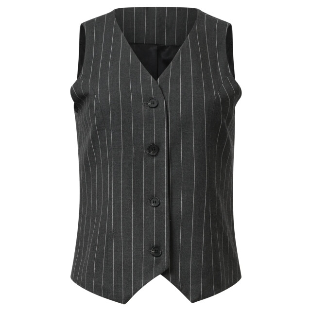 Smashed Lemon Modieus en getailleerd grijs en wit pinstriped gilet | 25644-925-000 large