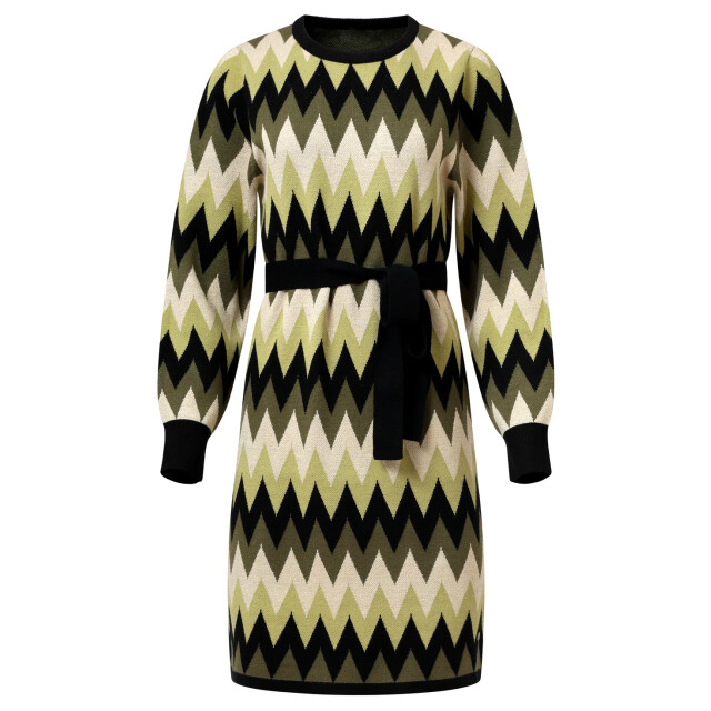 Smashed Lemon Gebreide zigzag jurk army en zand | 25522-550-720 large