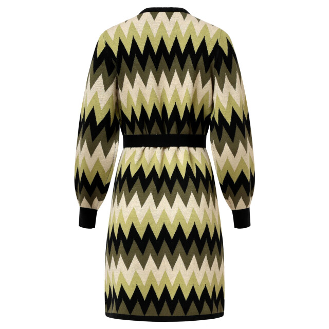 Smashed Lemon Gebreide zigzag jurk army en zand | 25522-550-720 large