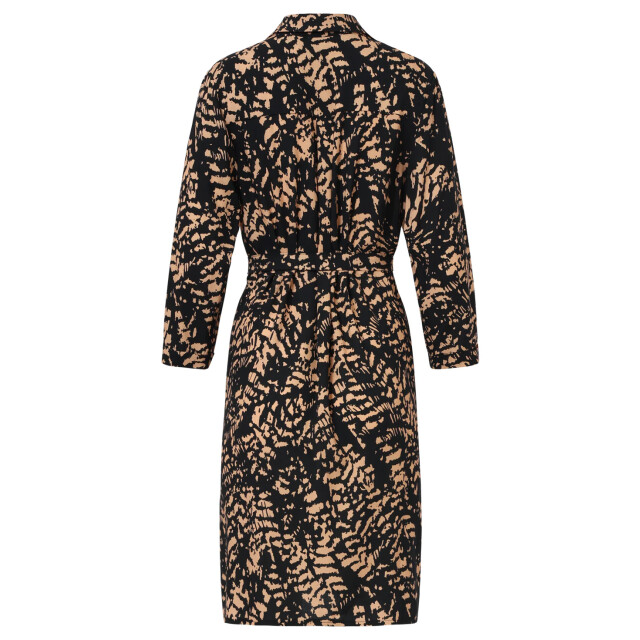 Smashed Lemon Korte jurk met abstract zwart en camel print | 25692-999-735 large