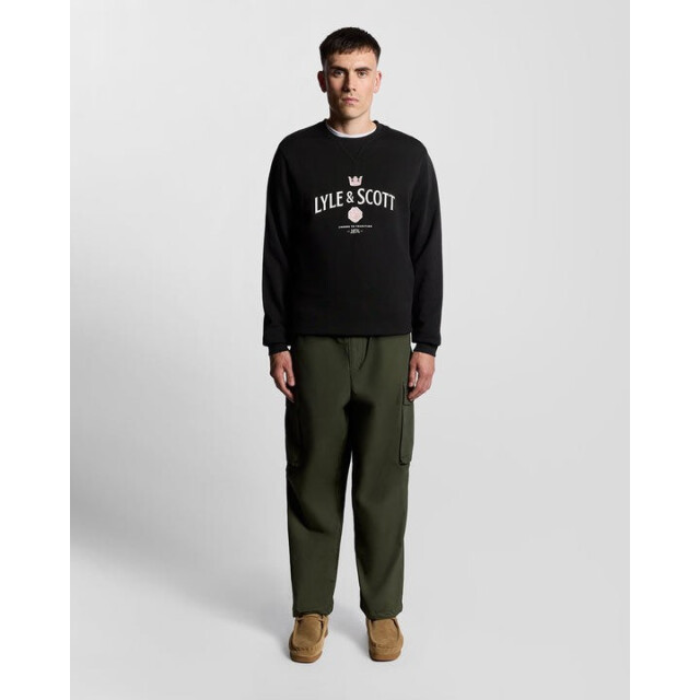 Lyle and Scott Ml2332v graphic cheers to tradition - crew neck dark navy sweater  Dark Navy/ML2332V Graphic Crew Neck large