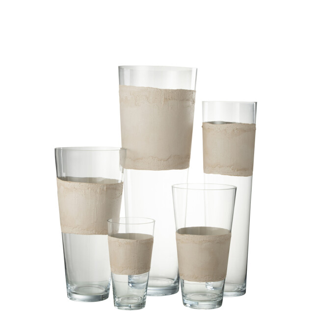 J-Line Vase delph glass transparent/beige extra large 30540 large