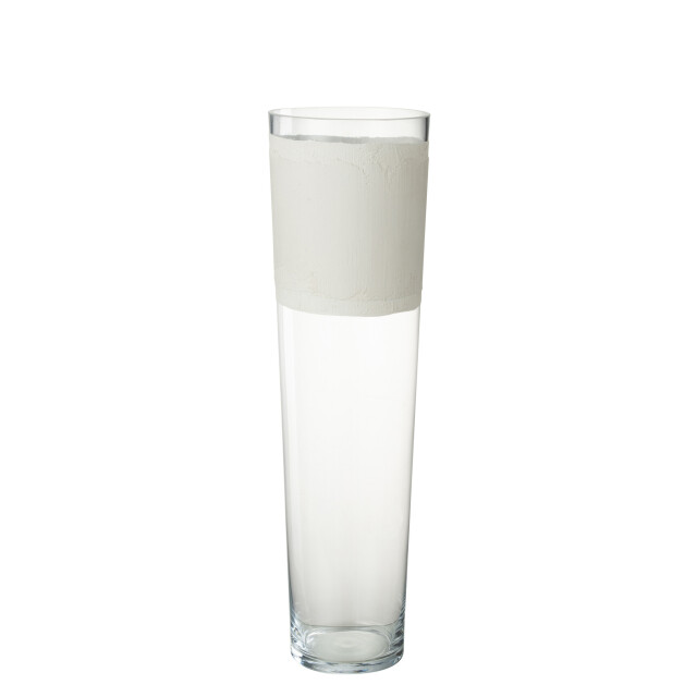 J-Line Vase delph glass transparent/white large 30534 large