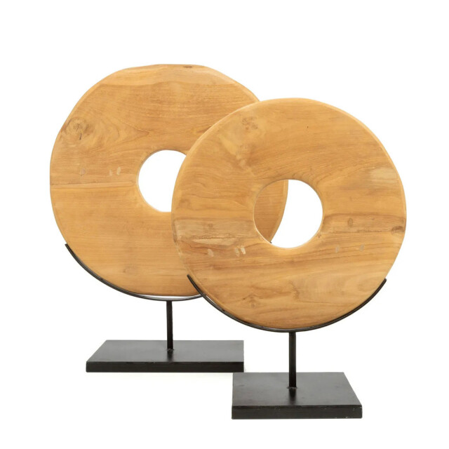 Bazar Bizar The teak disc on stand l JAAM030N-L large