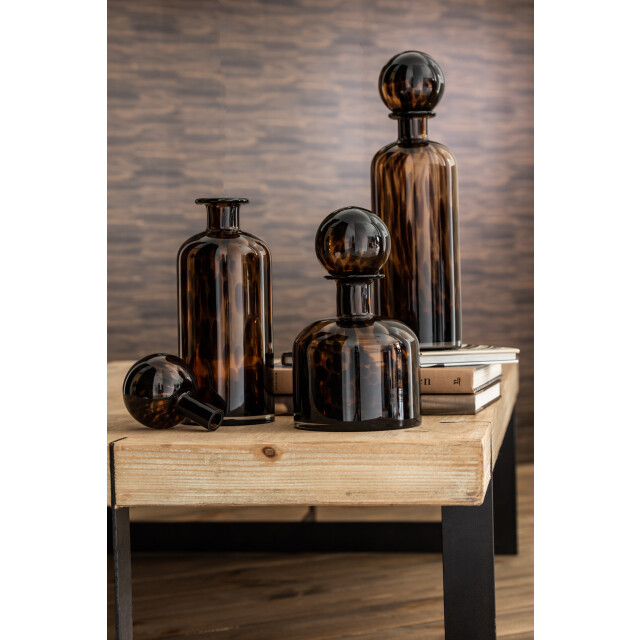 J-Line Bottle+stop speck decorative glass brown/black small 96624 large