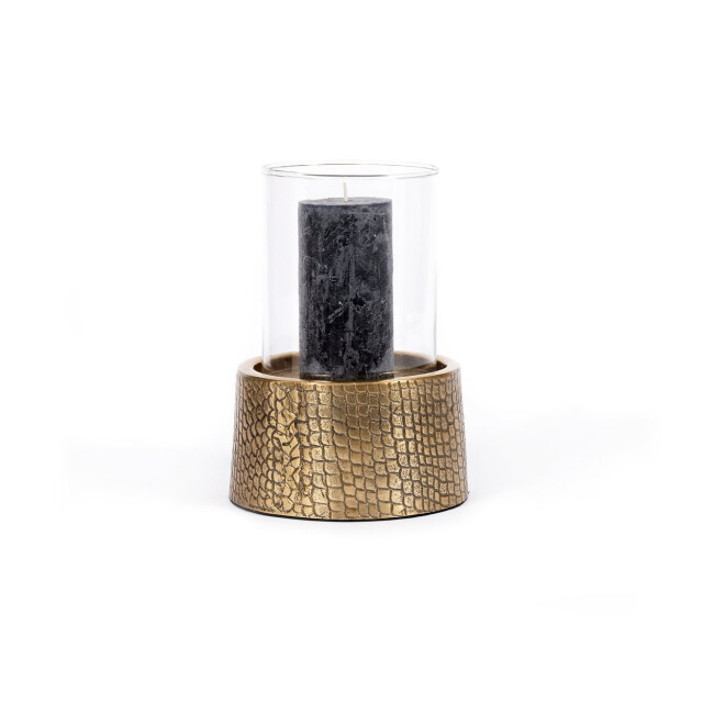 Bazar Bizar The croco candle holder with glass brass l INAB016Bra-L large