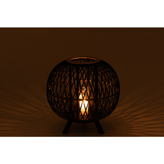J-Line Lantern ball on foot bamboo black/natural large 12181 large