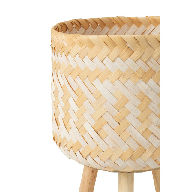 J-Line Set of 3 basket patterns 3 legs bamboo natural/white 33192 large