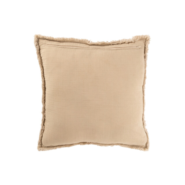 J-Line Cushion frayed edges cotton/polyester beige 47146 large