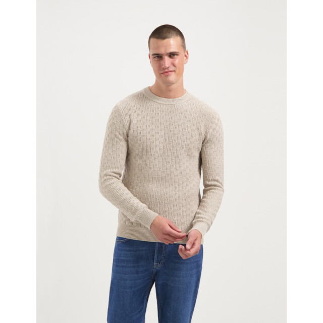 Saint Steve Barend 240486 20006 sand melange heren trui - 20006 Sand Melange/BAREND 240486 large