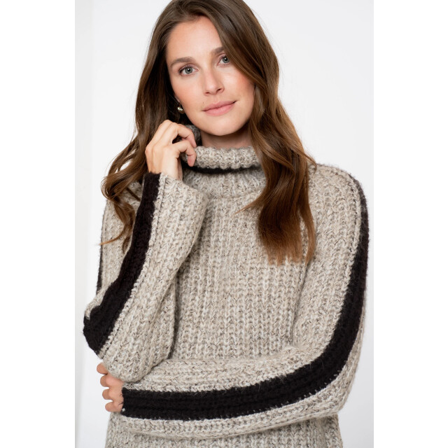 Geisha 54562-23 720 pullover stripe at sleeve sand melange/brown 54562-23 720 large
