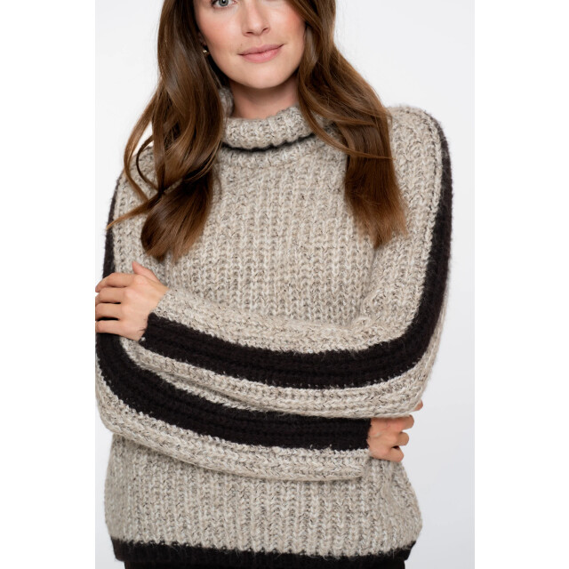 Geisha 54562-23 720 pullover stripe at sleeve sand melange/brown 54562-23 720 large