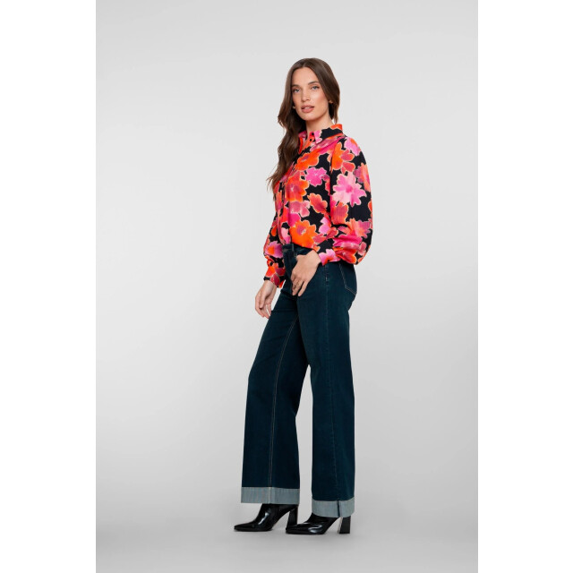 Geisha 51544-10 850 jeans wide turn-up black denim tinted 51544-10 850 large