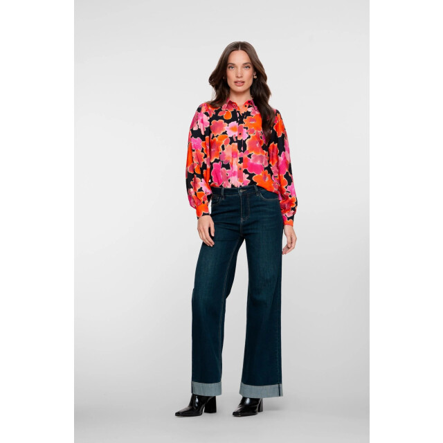 Geisha 51544-10 850 jeans wide turn-up black denim tinted 51544-10 850 large