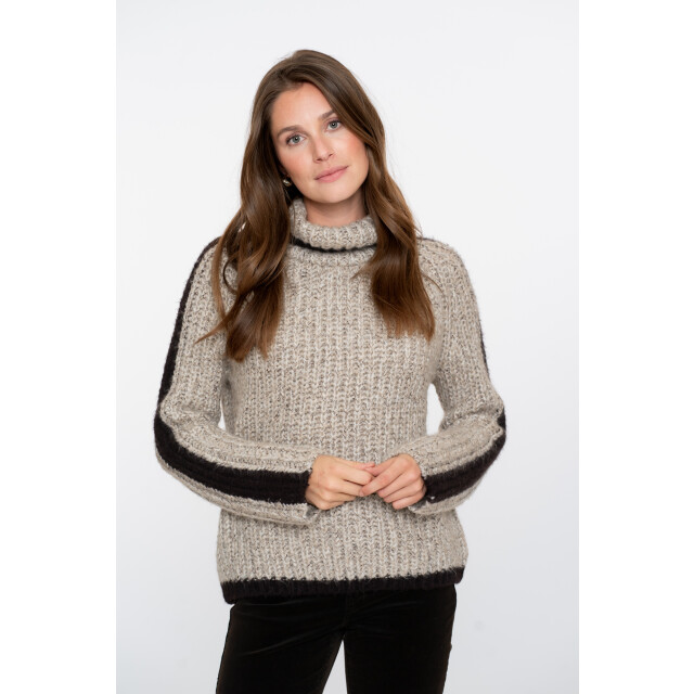 Geisha 54562-23 720 pullover stripe at sleeve sand melange/brown 54562-23 720 large