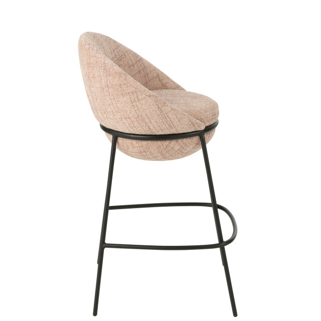 J-Line Bar stool bar stool with iron legs iron light pink/black 55777 large