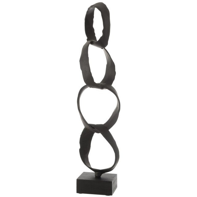 J-Line Figure rings on foot aluminium black large 23575 large