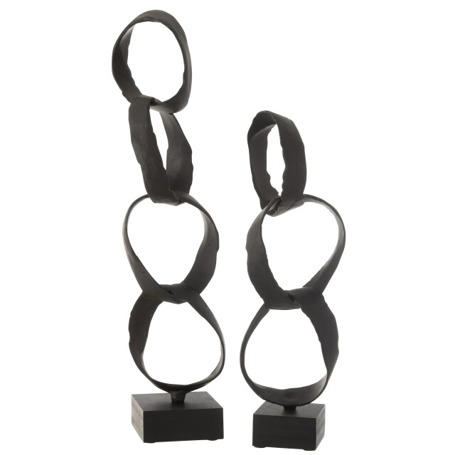 J-Line Figure rings on foot aluminium black large 23575 large