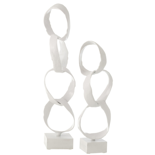J-Line Figure rings on foot aluminium white large 23579 large