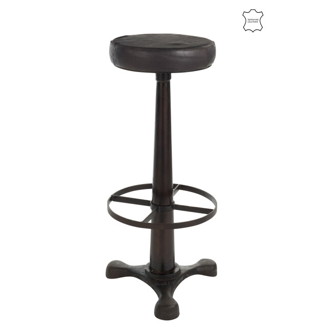 J-Line Bar stool leather/metal black 80071 large