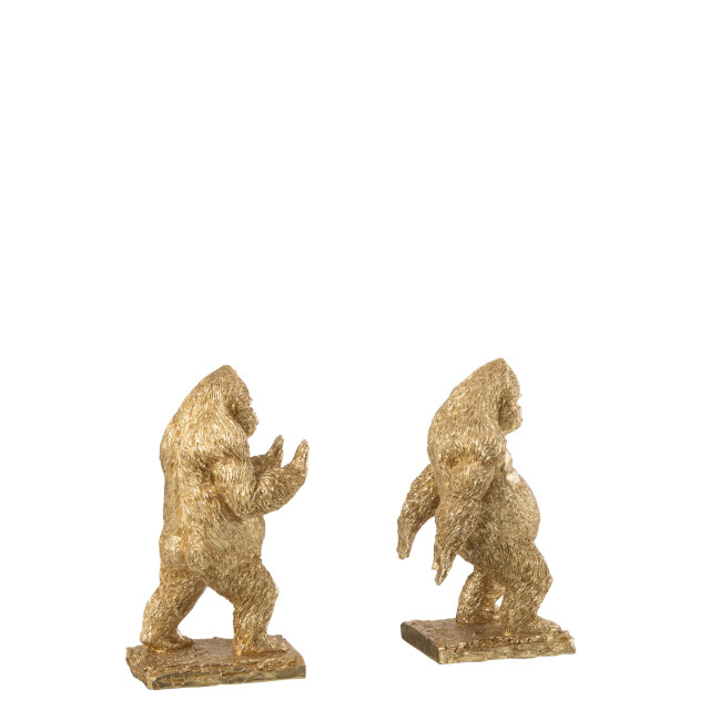 J-Line Set of 2 bookend gorilla resin gold 45236 large