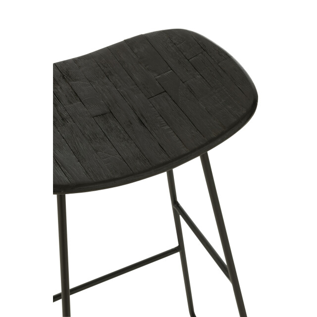 J-Line Stool rectangular recycle teak black large 40785 large