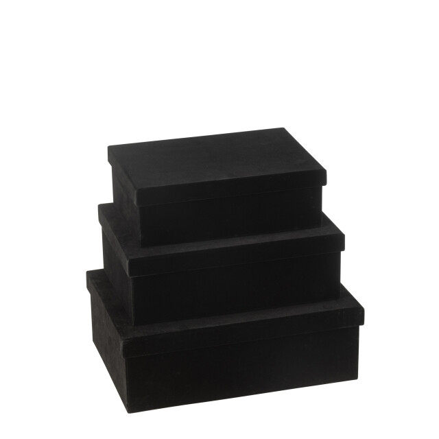 J-Line Set of 3 box rectangle velvet paper black 49226 large