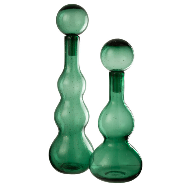 J-Line Bottle + stop carol glass emerald green large 58061 large