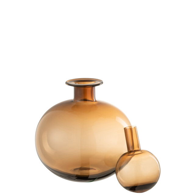 J-Line Bottle+plug regular decorative round glass brown 18627 large