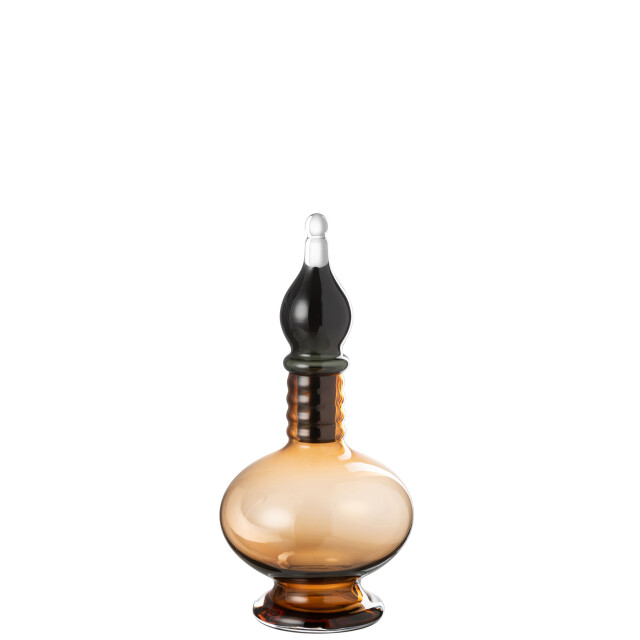 J-Line Vase+cap phial deco jo glass brown small 48085 large