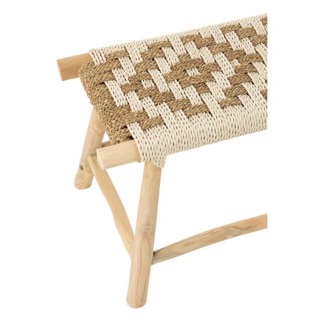 J-Line Bench waverly teak wood/seagrass natural/white 50989 large