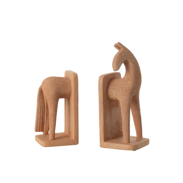 J-Line Set of 2 bookend horse modern resin terra 50113 large