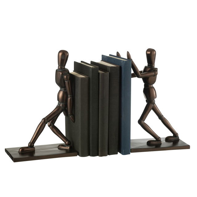 J-Line Set of 2 bookend model men resin brown 49847 large