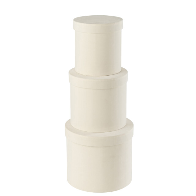 J-Line Set of 3 box round velvet paper white 49215 large