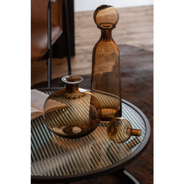 J-Line Bottle+plug regular decorative round glass brown 18627 large