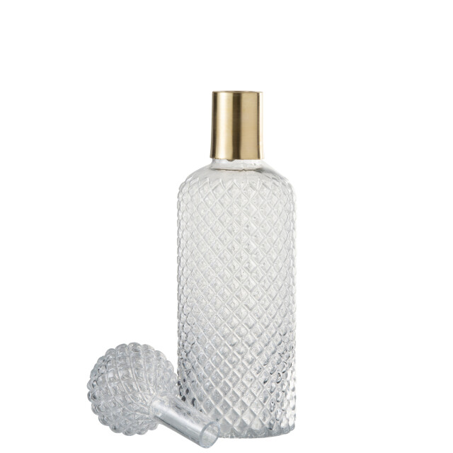 J-Line Bottle+stop deco relief glass transparent large 96612 large