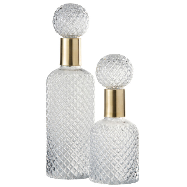 J-Line Bottle+stop deco relief glass transparent large 96612 large