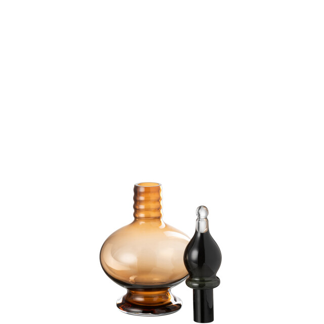 J-Line Vase+cap phial deco jo glass brown small 48085 large