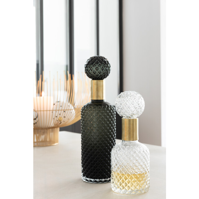 J-Line Bottle+stop deco relief glass transparent small 96611 large