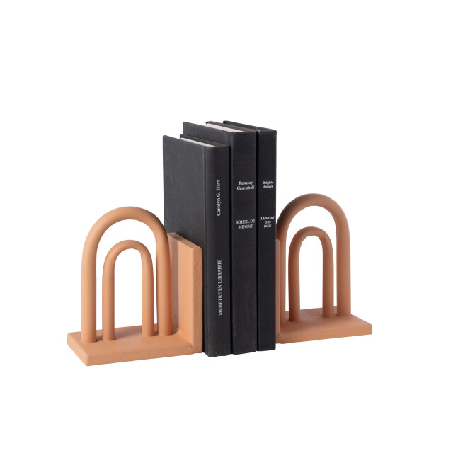 J-Line Set of 2 bookend koli iron brown/natural 52449 large