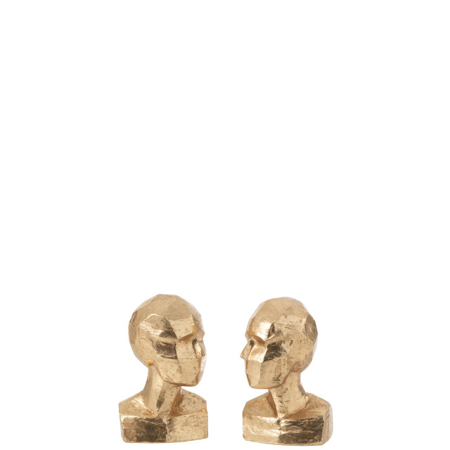J-Line Set of 2 bookend head geometrical resin gold 35301 large