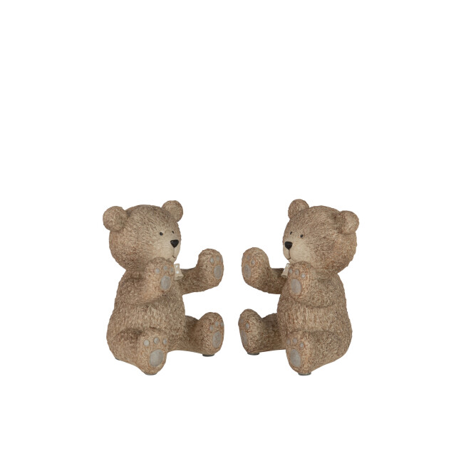 J-Line Set 2 bookend teddy poly light brown 21578 large