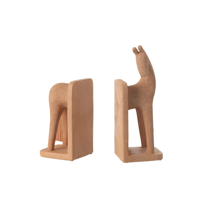 J-Line Set of 2 bookend horse modern resin terra 50113 large