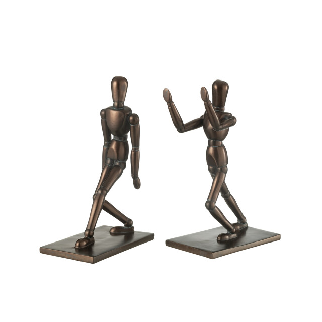 J-Line Set of 2 bookend model men resin brown 49847 large