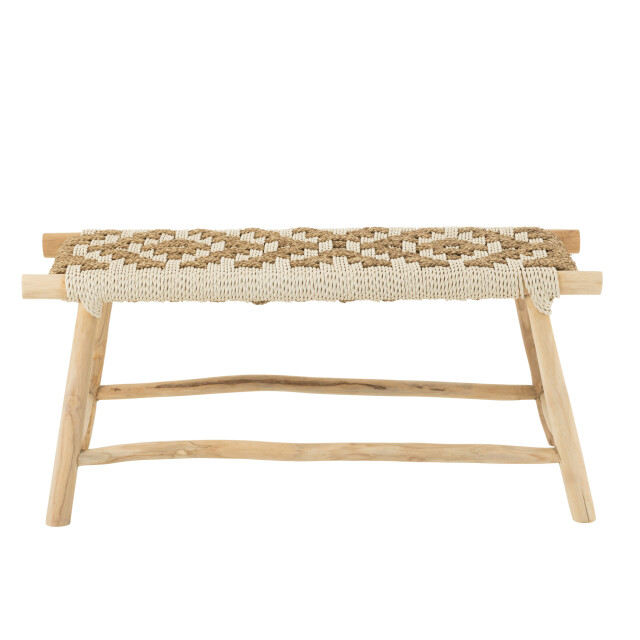 J-Line Bench waverly teak wood/seagrass natural/white 50989 large