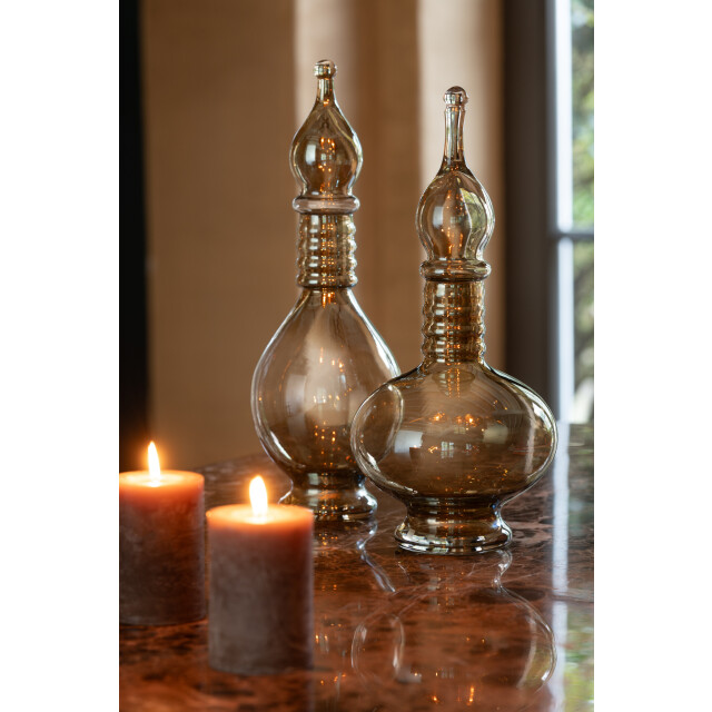 J-Line Vase+cap phial deco joey glass beige small 48082 large
