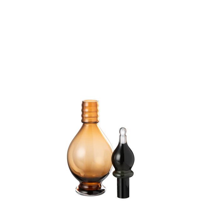 J-Line Vase+cap phial deco jo glass brown medium 48086 large
