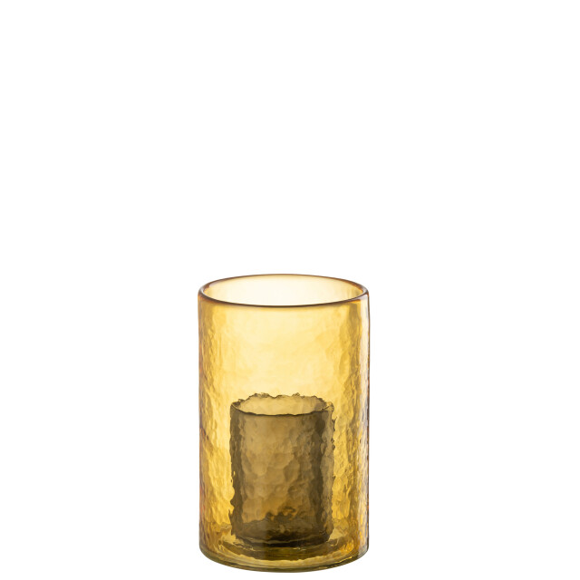 J-Line Tealight holder double glass yellow small 45049 large