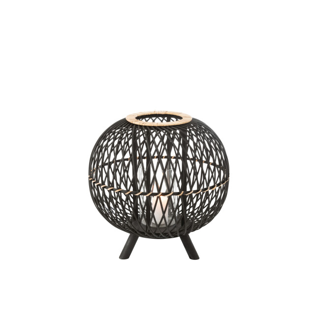 J-Line Lantern ball on foot bamboo black/natural large 12181 large